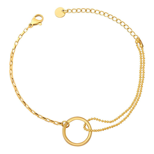 18K gold plated Stainless steel bracelet link and bead with Circle
