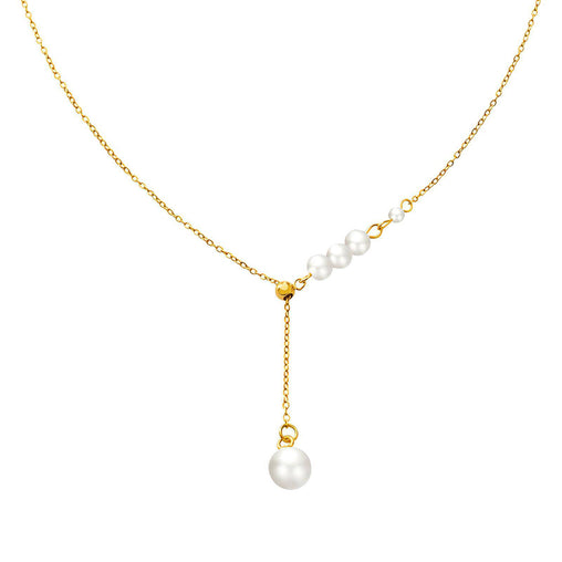 18K gold plated Stainless steel faux pearl necklace adjustable length