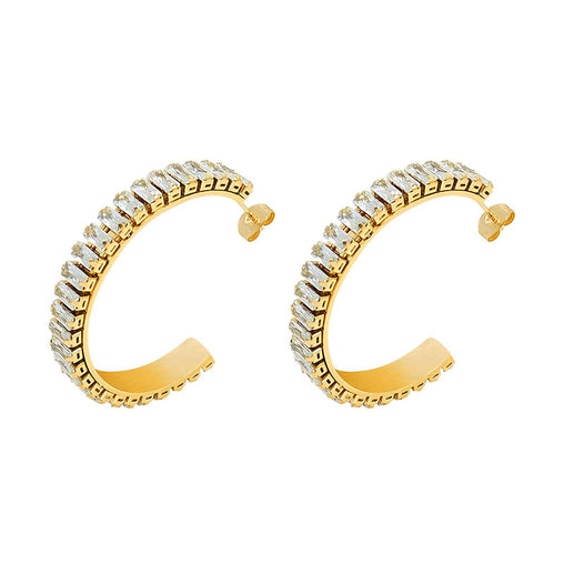 18K gold plated Stainless steel earrings Large CZ Hoops