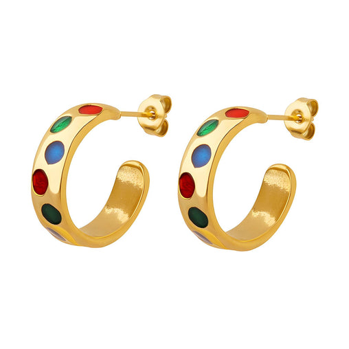 18K gold plated Stainless steel jewel tone CZ earrings with post