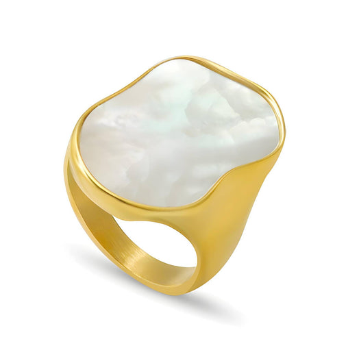 18K gold plated Stainless steel mother of pearl enamel finger ring