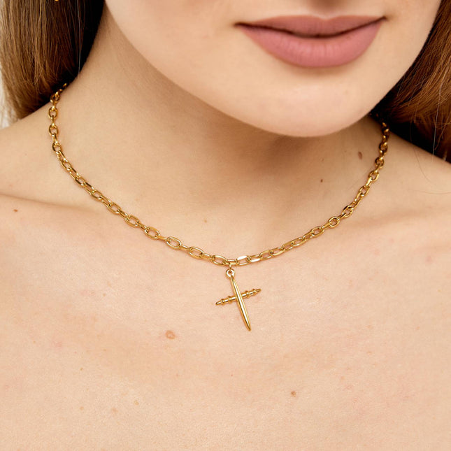 18K gold plated Stainless steel  Cross necklace