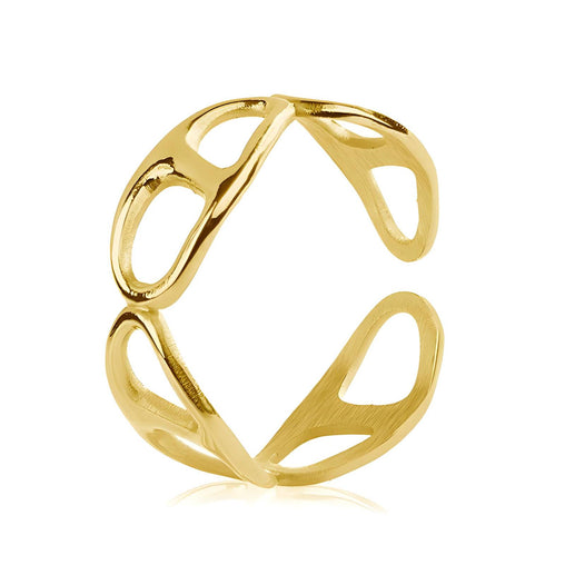 18K gold plated Stainless steel finger ring Link - adjustable