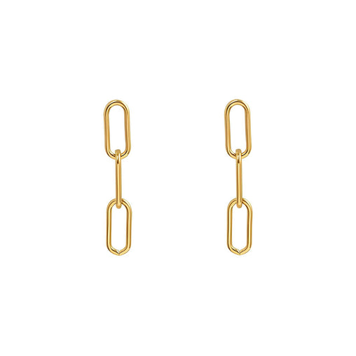 18K gold plated Stainless steel earrings 3 loop rounded paper clip design