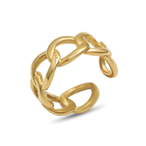 18K gold plated Stainless steel finger ring Link design - adjustable
