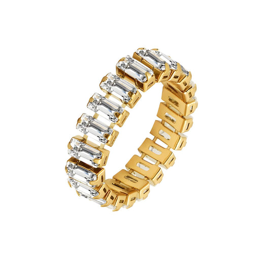 18K gold plated Stainless steel finger ring CZ Anniversary ring