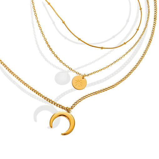 18K gold plated Stainless steel  Star and Moon necklace