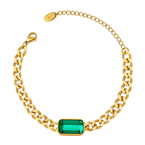 18K gold plated Stainless steel bracelet vibrant green CZ