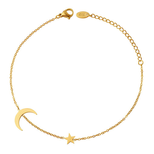 18K gold plated Stainless steel  Crescent and Star anklet