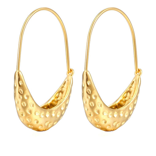 18K gold plated Stainless steel hammered finish drop earrings