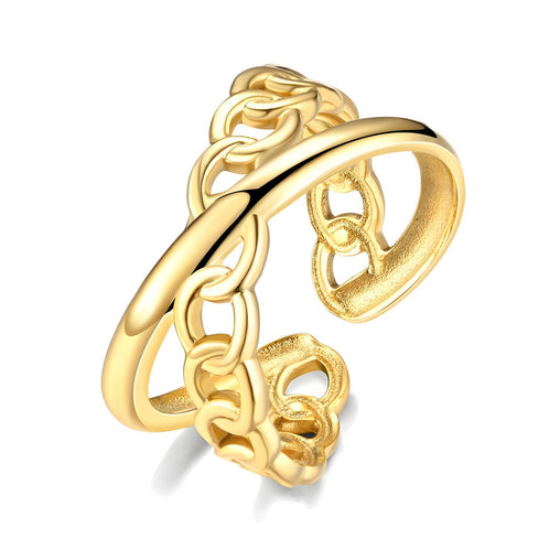 18K gold plated Stainless steel finger ring bans with chain