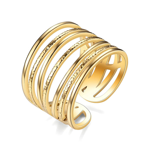 18K gold plated Stainless steel 7 band finger ring