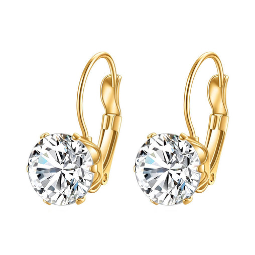 18K gold plated Stainless steel earrings round CZ