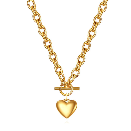 18K gold plated Stainless steel  Heart toggle necklace