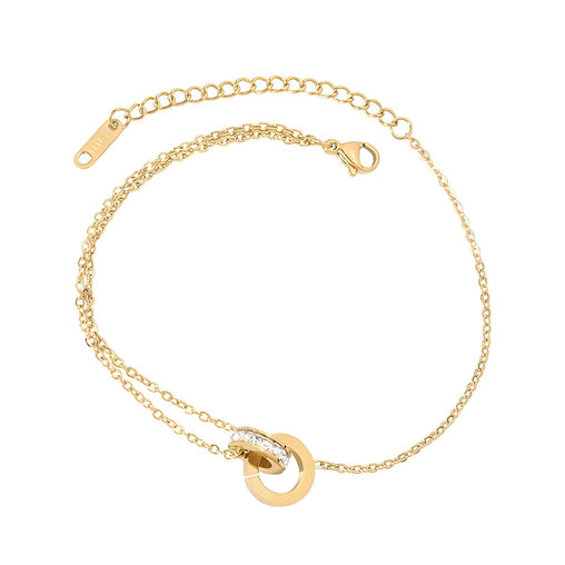 18K gold plated Stainless steel anklet CZ Roman numerals