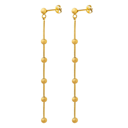 18K gold plated Stainless steel earrings long beaded chain
