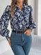 Printed Collared Neck Lantern Sleeve Shirt