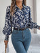 Printed Collared Neck Lantern Sleeve Shirt
