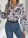Printed Collared Neck Lantern Sleeve Shirt