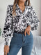Printed Collared Neck Lantern Sleeve Shirt