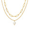 18K gold plated Stainless steel necklace freshwater pearl pendant