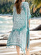 Tassel Printed Open Front Cardigan