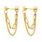 18K gold plated Stainless steel ball earrings with paper clip link and chain