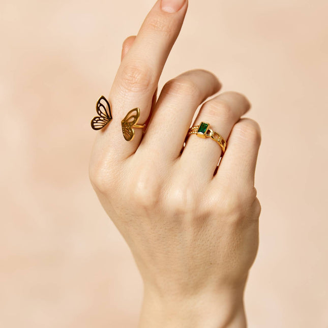 18K gold plated Stainless steel  Butterfly finger ring