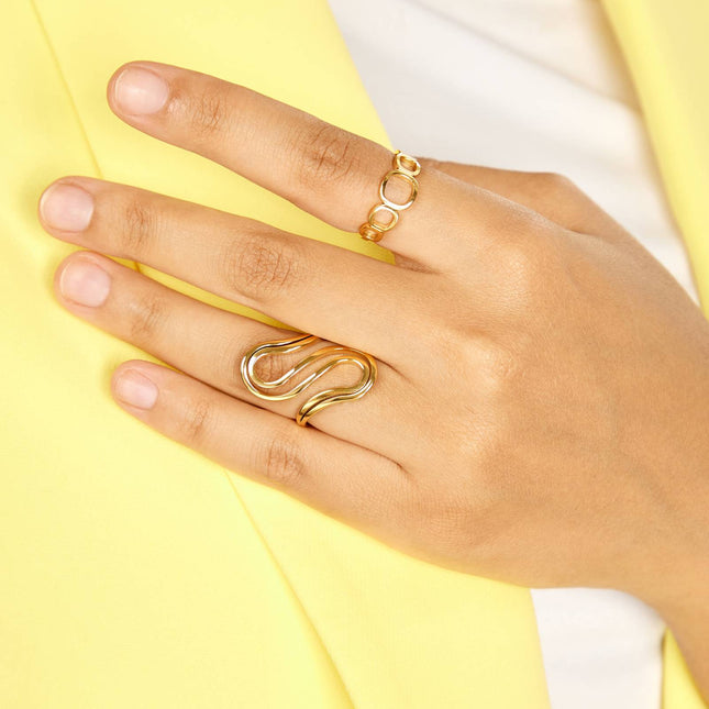 18K gold plated Stainless steel free form finger ring