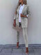 Lapel Collar Long Sleeve Blazer and Pants Set