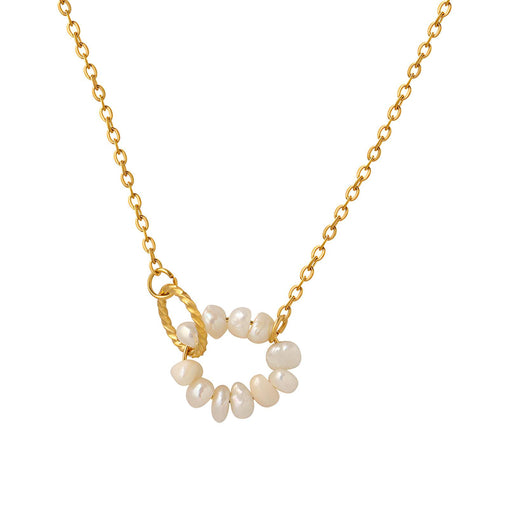 18K gold plated Stainless steel fresh water pearl necklace