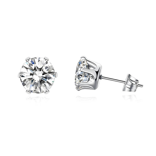 Stainless steel CZ stud earrings