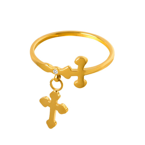 18K gold plated Stainless steel  Crosses finger ring