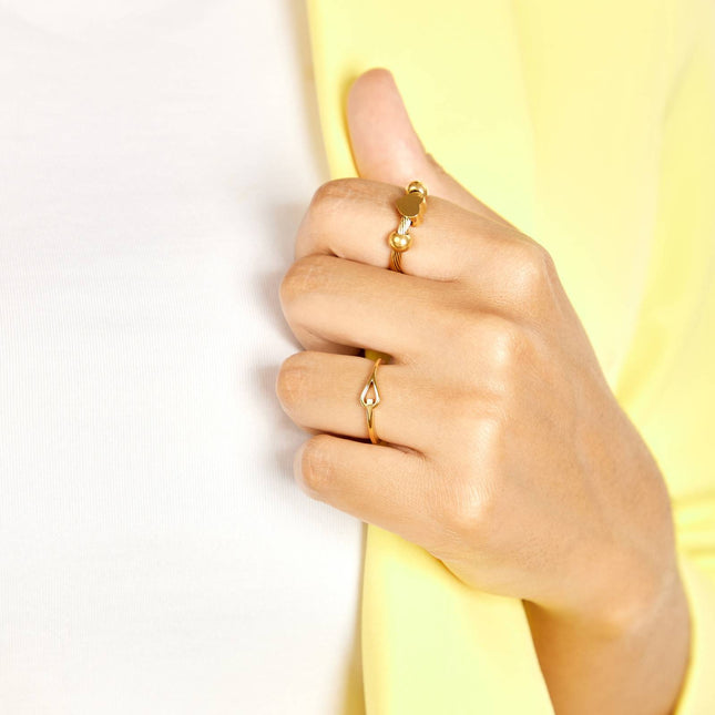 18K gold plated Stainless steel heart finger ring