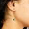 18K gold plated Stainless steel dangle earrings with square green CZ