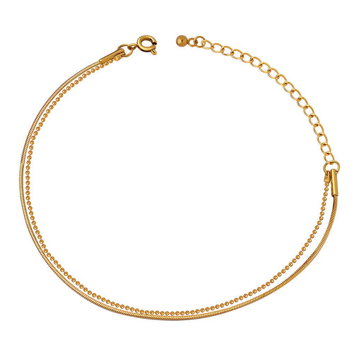 18K gold plated Stainless steel bracelet with bead and snake chain