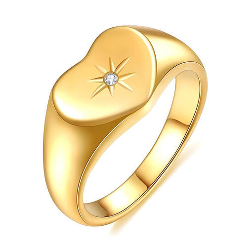 18K gold plated Stainless steel  Heart finger ring