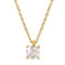 18K gold plated Stainless steel princess cut CZ necklace