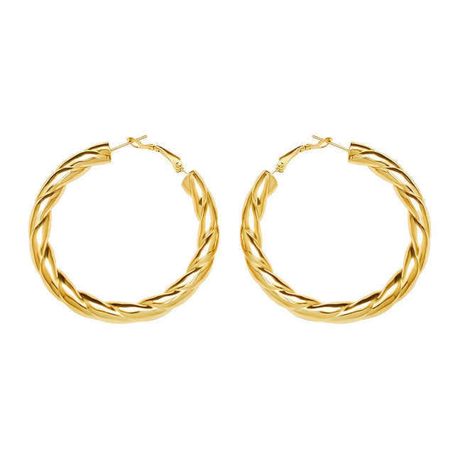 18K gold plated Stainless steel twisted large hoop earrings