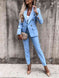 Lapel Collar Long Sleeve Blazer and Pants Set