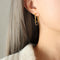 18K gold plated Stainless steel ball earrings with paper clip link and chain